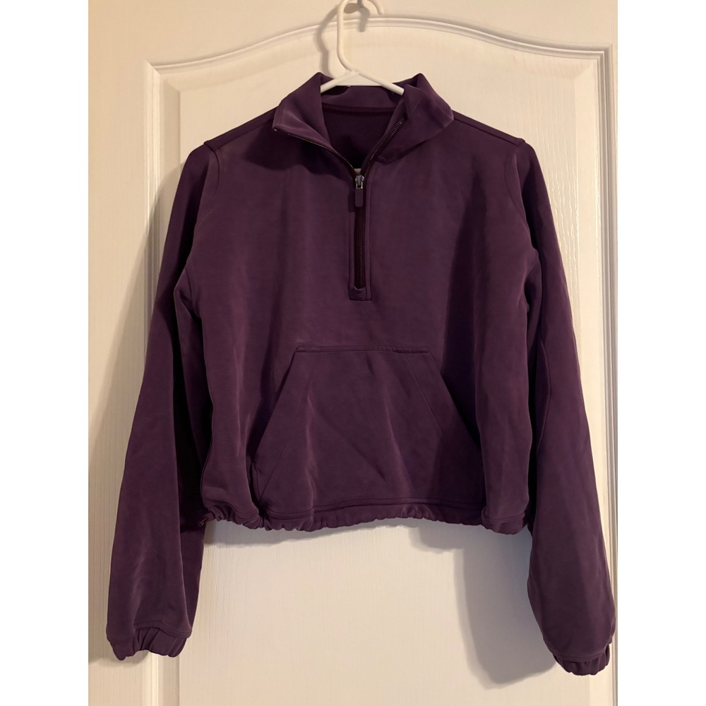 Lululemon Scuba Half Zip Hoodie Womens 4 Purple Excellent Cropped Pullover